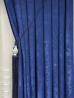 Kadife Dokulu Lüks Fon Perde Parlament Mavisi