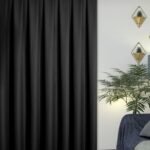 Siyah Renk Keten Dokulu Fon Perde