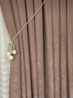 Kadife Dokulu Lüks Fon Perde Gül Kurusu