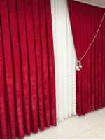 Kadife Dokulu Lüks Fon Perde Kırmızı - Görsel 4