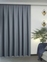 Gece Mavisi Keten Dokulu Fon Perde