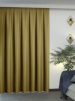 Yağ Yeşili Keten Dokulu Fon Perde