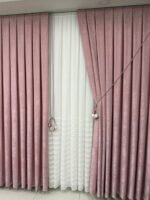 Kadife Dokulu Lüks Fon Perde Pudra - Görsel 4