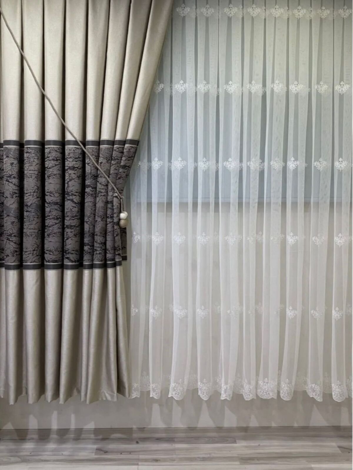 43501dee-7244-4dab-a696-fdaf111ead6d Pano Fon Perde Acı Kahve Bej - Görsel 1