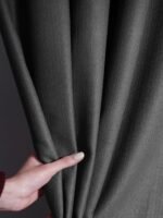 Koyu Gri Renk Keten Dokulu Fon Perde - Görsel 2