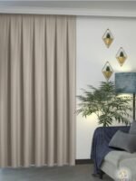 Açık Krem Renk Keten Dokulu Fon Perde