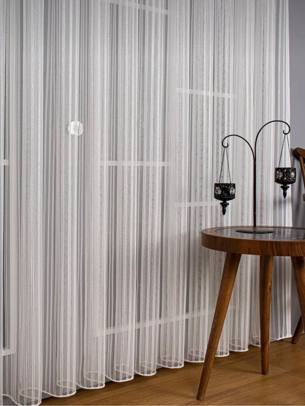 6a5e4da4-faba-46fd-a631-3c5f0bb39a7b Çift Şerili Makarna Burgulu Tül Perde Ağır Gramajlı Ütü İstemez - Görsel 1