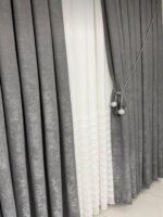 Kadife Dokulu Lüks Fon Perde Gri - Görsel 4