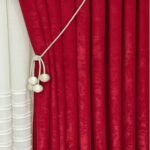 Kadife Dokulu Lüks Fon Perde Kırmızı