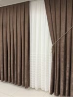 Kadife Dokulu Lüks Fon Perde Kahve - Görsel 2