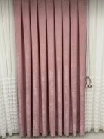 Kadife Dokulu Lüks Fon Perde Pudra