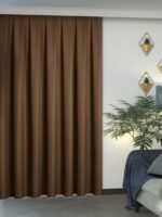 Açık Kahverengi Keten Dokulu Fon Perde