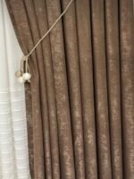 Kadife Dokulu Lüks Fon Perde Kahve