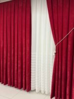 Kadife Dokulu Lüks Fon Perde Kırmızı - Görsel 2