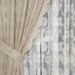 Damaks Desen Örme Vizon Renk Tül Fon