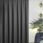 Koyu Gri Renk Keten Dokulu Fon Perde