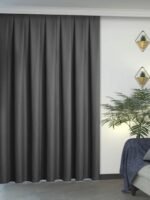 Koyu Gri Renk Keten Dokulu Fon Perde