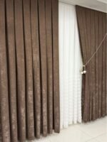 Kadife Dokulu Lüks Fon Perde Kahve - Görsel 3