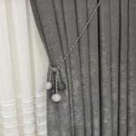 Kadife Dokulu Lüks Fon Perde Gri