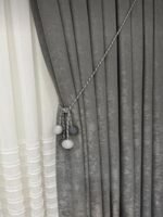 Kadife Dokulu Lüks Fon Perde Gri