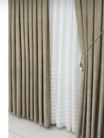 Kadife Dokulu Lüks Fon Perde Bej - Görsel 3