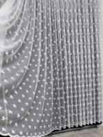 Yıldız Desen Çocuk Odası Tül Perde Ağır Gramajlı Ütü İstemez