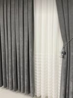 Kadife Dokulu Lüks Fon Perde Gri - Görsel 2